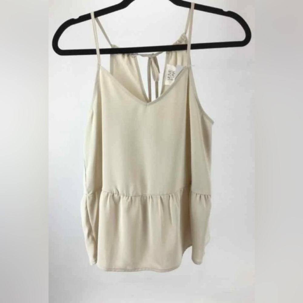 Olive and Oak Elegant Cream sleeveless peplum Women's Top Sz Small NWT